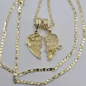 BEST FRIENDS beautiful necklace breakable roses with roses  plain color chain gold-plated