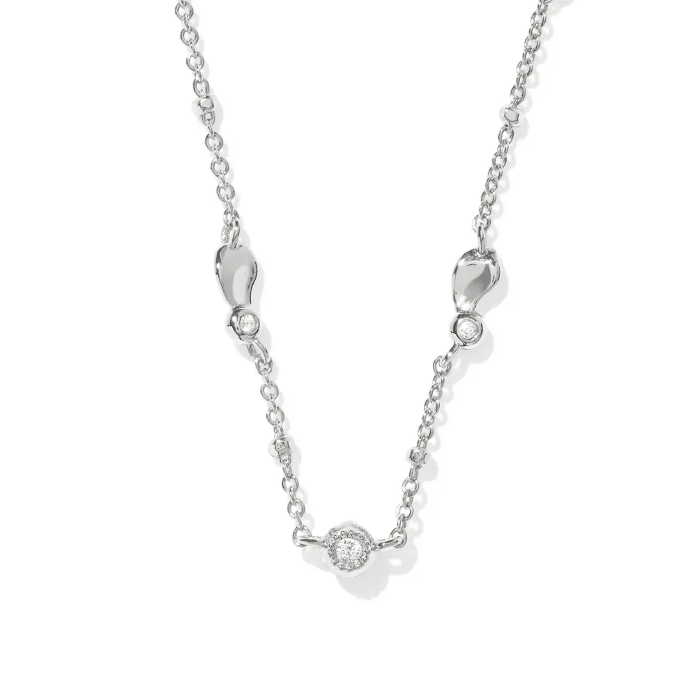 Kendra Scott Lucille Strand Necklace - Cubic Zirconia: Rhodium Over Brass Lobster Claw Clasp