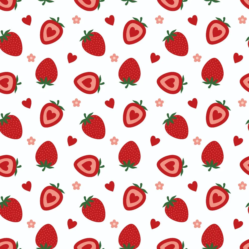 Sweet Strawberries Flowers and Hearts Quilting Cotton Fabric