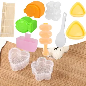 10Pcs Cute Onigiri DIY Rice Ball Molds,Animal Decorating,Triangle Shapes,Bento Sushi Maker Tool,Kitchen Utensils Plastic Set summervibes