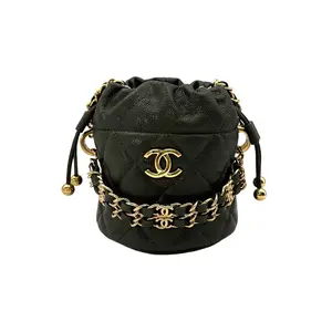 Pre-owned CHANEL Caviar Mini Bags Green Medallion Charms Drawstring Bucket Bag(CG***2H) CC1572