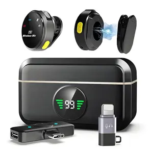 Wireless Lavalier Microphone for iPhone/Android/Camera/PC/Laptop,Professional Microphone with Charging Base, Auto Noise Cancellation,Type-C/Lightning Connectors,300ft Range for Recording,Streaming,Interview, Vlogs, Smartphone Audio