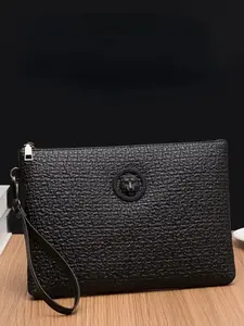 Men's Business Plain Color Wristlet Wallet Bag, Casual Trendy Textured Wristlet Bag, Fashionable Bag for Men for Daily & Work Use