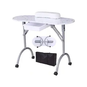 superior quality  Manicure Table Portable Foldable Nail Desk Workstation With Large Drawer Client Wrist Pad Lockable Rolling Wheels Carrying Case For Spa Beauty Salon