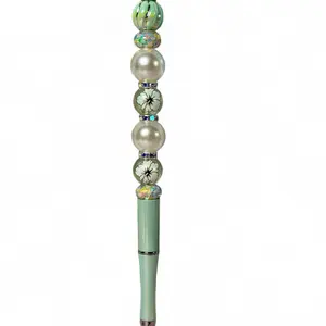 Garden Bloom Beaded Pen with Colorful Beads and Green Body - Decorative Writing Tool