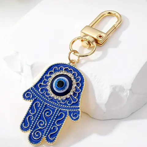 Evil Eye Design Pendant Keychain, Hand Keychain, Fashionable Keychain for Women & Men, Trendy All-match & Exquisite Keychain for Birthday Gift, Stylish Keychain, Fashionable Alloy Keychain, Stylish Keyring