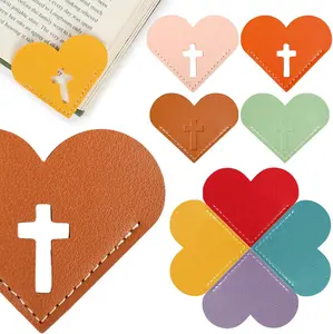 Leather Heart Bookmarks with Cross Design, Christian Gifts for Women, Book Accessories and Gifts for Church or Book Club(Cut-Out)