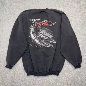 VTG Polaris XC Sweatshirt Black Snowmobile Graphic Pullover 90s Crewneck T-Shirt Hoodie 2 Sided MADE IN USA REPRINT