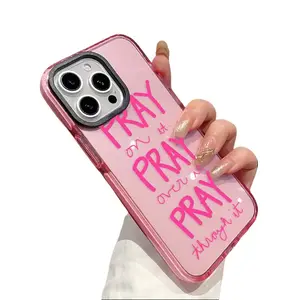Just Pray Pattern Phone Case for iPhone 17 16 Plus 15 Pro Max 14 13 12 11 Non-Yellowing Shockproof Soft Silicone Transparent Cover