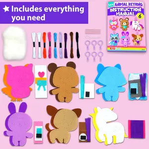 Sewing Kit for Beginner Kids Arts & Crafts, 5/6/8 Easy DIY Projects of Stuffed Animal Dolls and Plush Backpack, Gift for Girls, Boys, Learn to Sew, Embroidery, DIY toys, suitable for ages 4-12