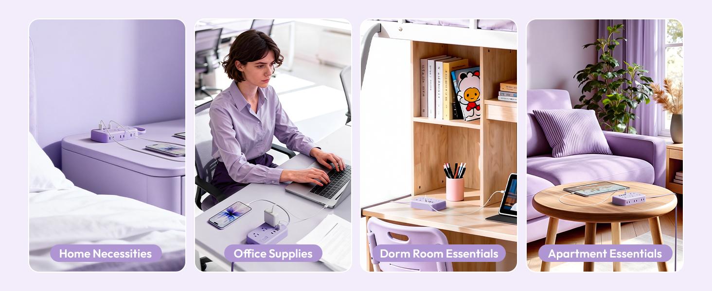 20W USB C Power Strip with Surge Protection,6 Outlets 4 USB Ports(20W 2USB C), Flat Extension Cord with Multiple Outlets, 1080 Joules, 5 ft Flat Plug Outlet Extender for Indoor, Office Supplies, Dorm Room Essentials