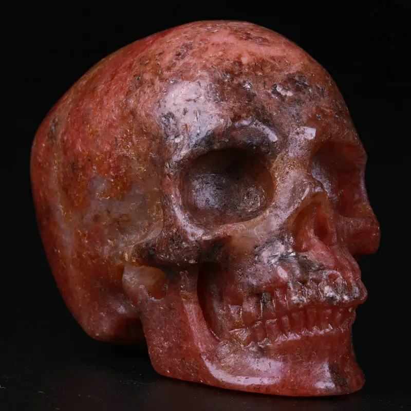 2.0 " Pink Rhodonite Carved Crystal Skull, Super Realistic, Crystal Healing