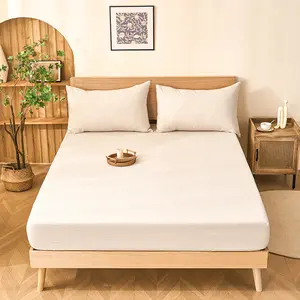 PUREFIBER 100% Natural Linen Oatmeal Fitted Sheet Soft & Breathable Bedding for Comfortable Sleep Eco-Friendly Durable Long-Lasting All-Season Comfort