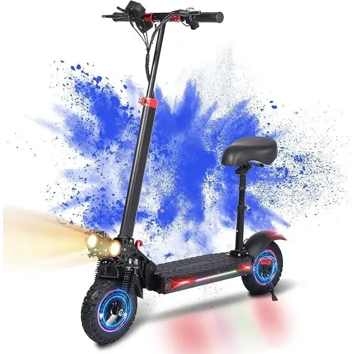 App-Controlled Folding Escooter for Adults, 1200W Motor, 34 mi Range, 34 MPH, 11 in Pneumatic Tires, Double Suspension, 330Lbs Load Capacity, High-Speed LED Headlight, Versatile Handlebars, Portable Dual Foldable Ebike Controller Commuting Scooter