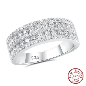 Engagement Moissanite Rings Wedding Band for Women Wide 925 Sterling Silver Promise Ring D Color VVS1 Round Cut Jewelry AR2038 #Love Story