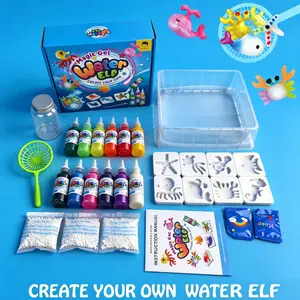Magic Water Elf Toy Kit Squishy Toy for Kids,Water Pets Sensory Toys Art Set with 12 colored Magic Gels&8 Molds，Non-toxic and Safe Aqua Fairy Water Gel kit ,Imaginative Craft Play，Family-Friendly DIY STEM Science Project，Birthday Gift for Kids3+Boys Girls