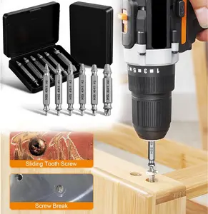 6 Pieces Durable HSS Drill Bit Bolt Extractor Kit, Effective Damaged Screw Remover Set - For Stripped Screws Nuts & Bolts, Rusty/Broken Hardware, DIY Projects