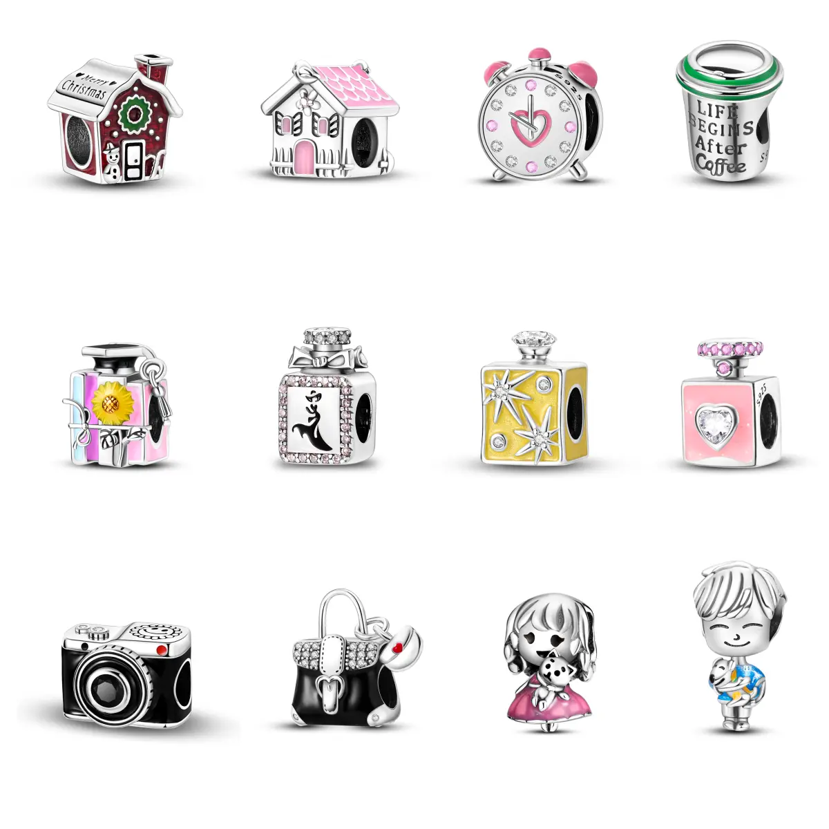 MULA Humanistic Life Series 925 Silver-Enamel Handmade Beads - Women's Pandora Bracelet Charms & Pendants, Daily Wear Necklace Pendants, High-End Texture Rich Life Element Design Thoughtful Service Personalized Fashion Gifts, Camera, Bead Charms, Personal
