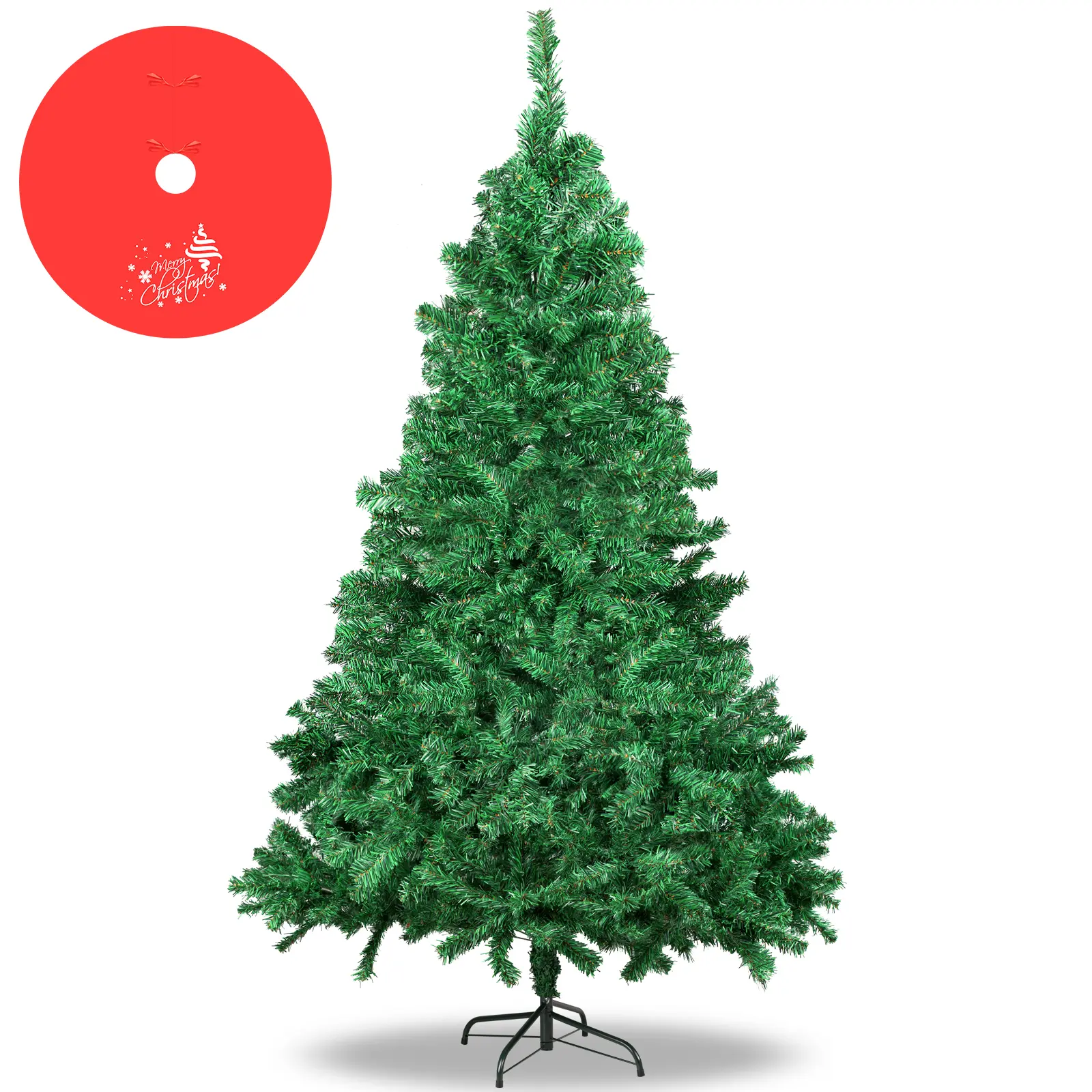 7ft Premium Artificial Christmas Tree Stand Pine Tree with 1000 PVC Branch Tips, Metal Hinges and Foldable Metal Base Full Hinged Spruce Decor