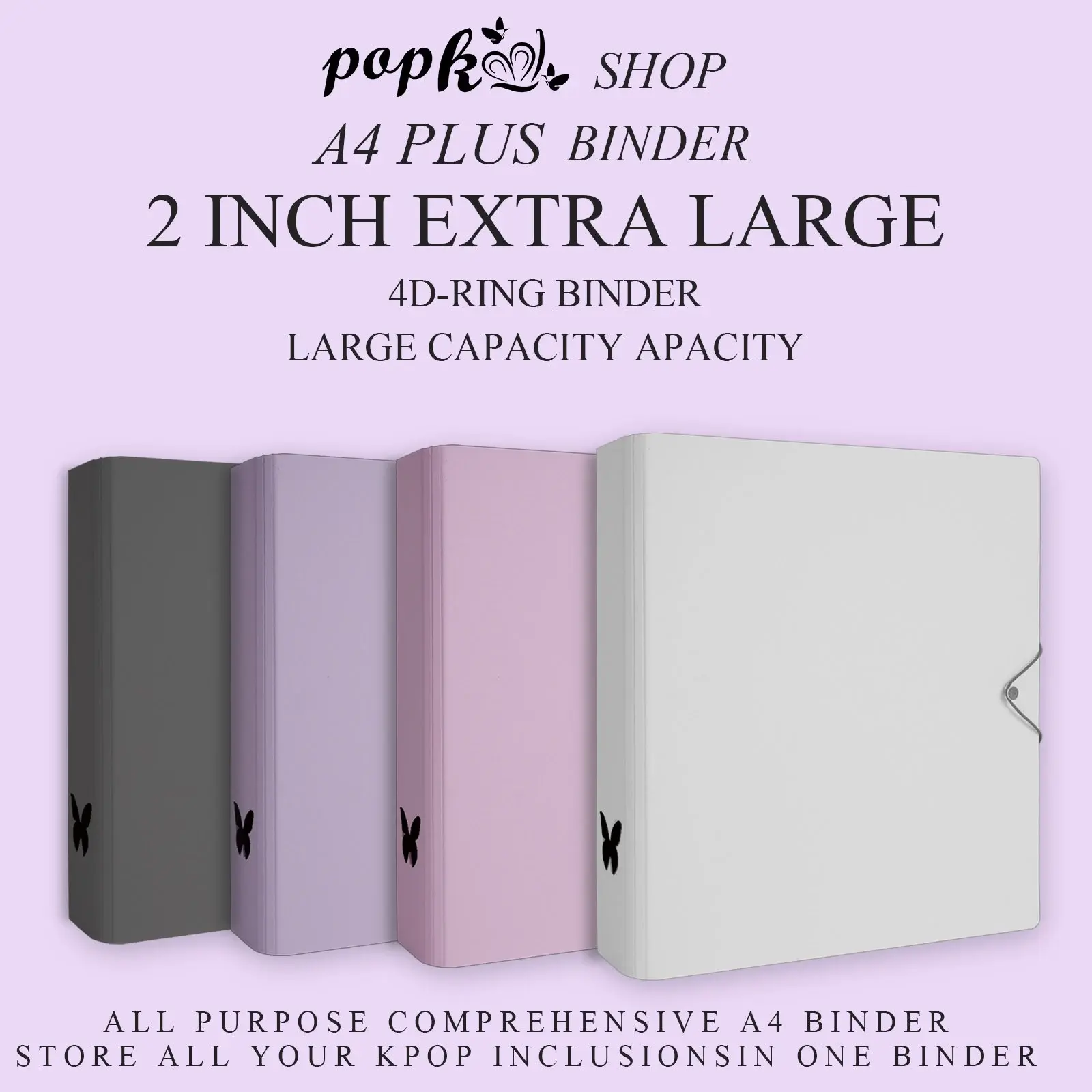 Kpop A4 Plus 2 Inch Butterfly Minimalist Photocard Binder | with 4 Different Type of Inner Pages