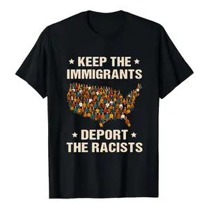 KEEP THE IMMIGRANTS DEPORT THE RACISTS Bold Statement Tee with USA Map, 100% Cotton Unisex Sarcastic Quotes Anti-Racism Shirt
