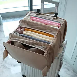 Multifunction Portable Hanging Clothes Organizer Bag, Washable Foldable Travel Hanging Storage Bag, Closet Organizer with Hook, Breathable Compartment Luggage Organizer for Clothes Underwear Shoes Socks Accessories, Space Saving Wardrobe Storage Bag