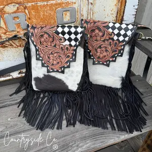 Zoey Cowhide Checkered Leather Purse