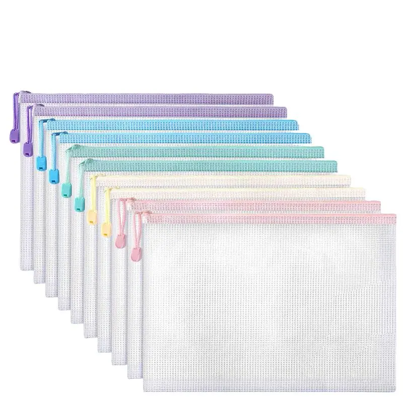 A4 Waterproof Zippered Mesh File Folder, Portable Organizer for School & Classroom, Travel Storage Bag, Office Supplies, Documents Organizer, Files Organizer