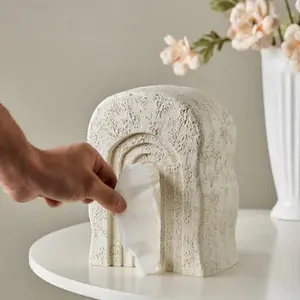 Resin Stacked Arch Design Tissue Box, Modern Luxurious Simple Tissue Holder, Smooth Marble Texture Napkin Stand, Home Office Decor, Bathroom Accessory (tissues Not Included)