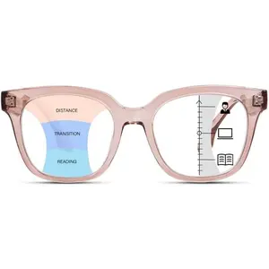 Progressive Multifocus Reading Glasses for Women Men Oversized Anti Blue Light Blocking Readers Square Eyeglasses
