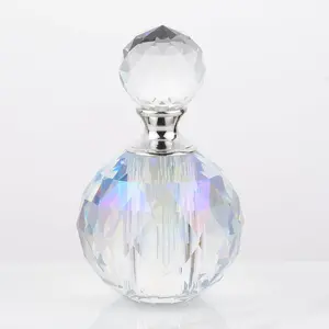 14ML Crystal-Empty Perfume Bottle,Circle Vintage Refillable Small Oil Home Decoration(AB-Dazzling Colors)