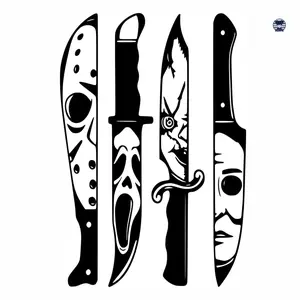 Horror Knife Mask Sticker Set, Vinyl Sticker, Laptop Decor, Scary Face Blade Decal, Halloween Sticker