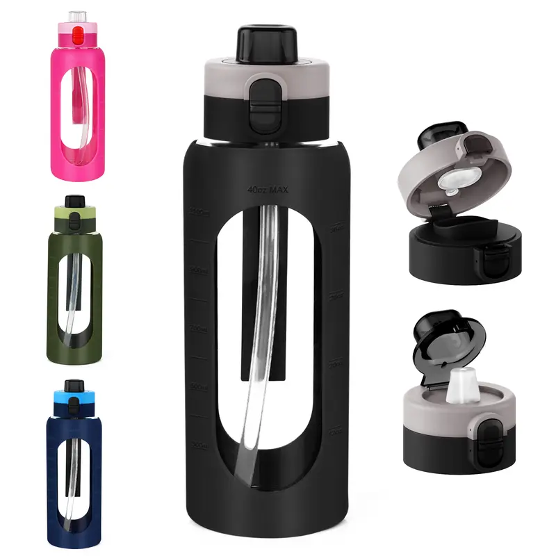 glass drinking bottle with silicone sleeve - TikTok Shop