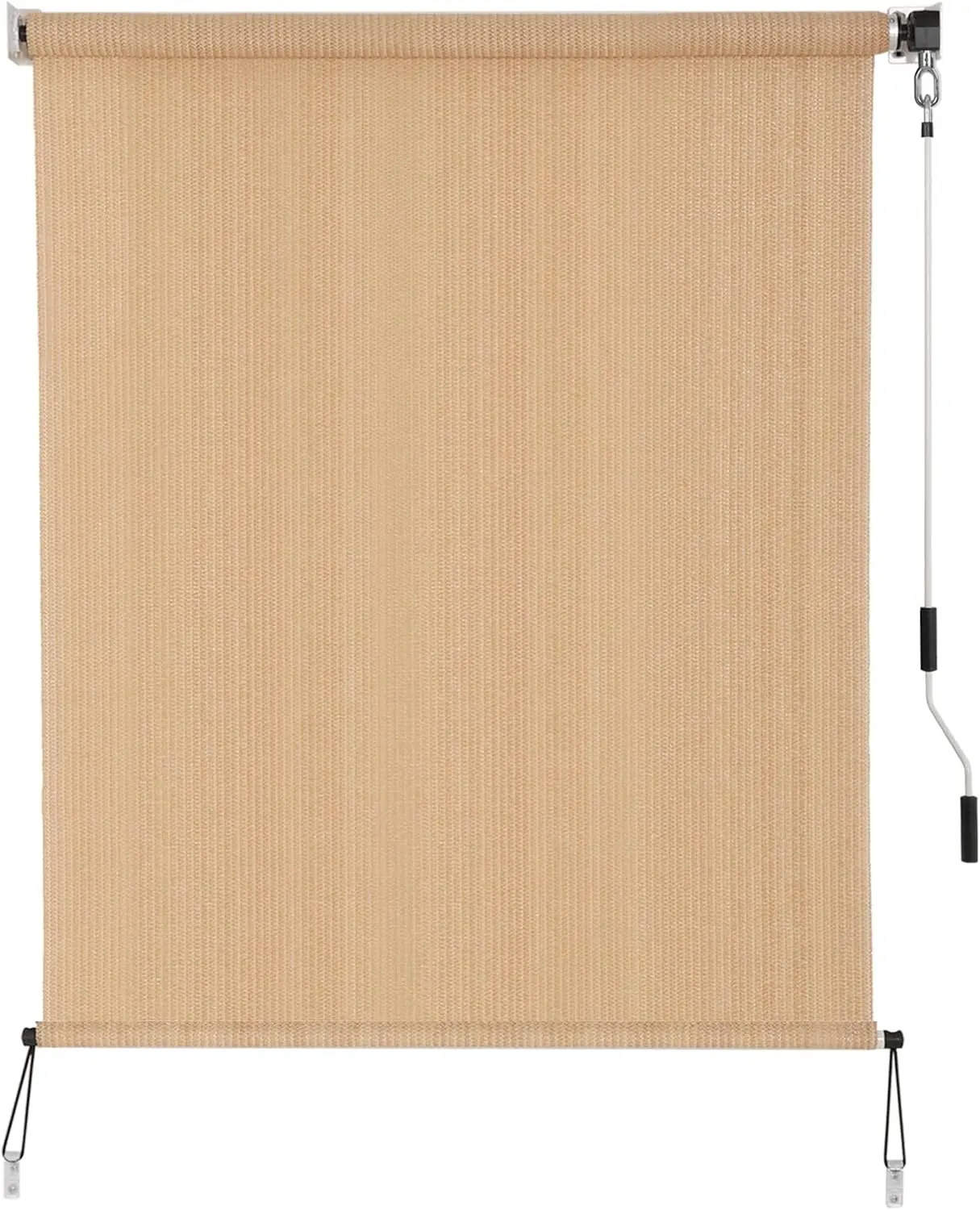 Outdoor Sunshade Roller Shades 6' W x 8' H, Cordless Roll Up Shade Blinds  Screen with 90% UV Protection, Exterior Patio Shade Cloth for Porch Pergola Balcony Backyard Windows, Walnut