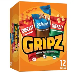 Gripz Mini Baked Snack Crackers, Sweet and Salty Snacks, Variety Pack, 11oz Box (12 Pouches)