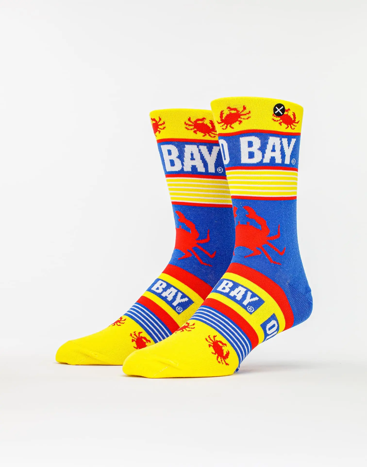 Mens Odd Sox Old Bay Stripes & Crabs Crew Socks