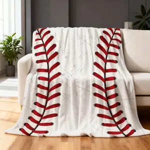 Baseball Pattern Blanket, Soft Flannel Throw Blanket, Air-conditioned Room Blanket, Warm Nap Blanket for Home & Office, Bedroom Accessories,Gift for Baseball Fans