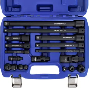 18-Piece Impact Socket Extension Kit with Adapters, Extension Bars, Universal Swivel Joints & Impact Couplers, 1/4-Inch, 3/8-Inch & 1/2-Inch Drive Accessories