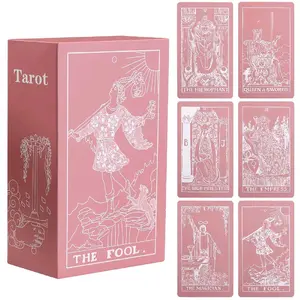 Erbacan Classic Pink Tarot Cards with Guidebook-Tarot Cards for Beginners-Learining Tarot Deck with Guidebook(Free Pouch Bag)