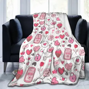 Valentine's Day Hearts Love Throw Blanket Pink Hearts Soft Fleece Blanket  50×40 Inches