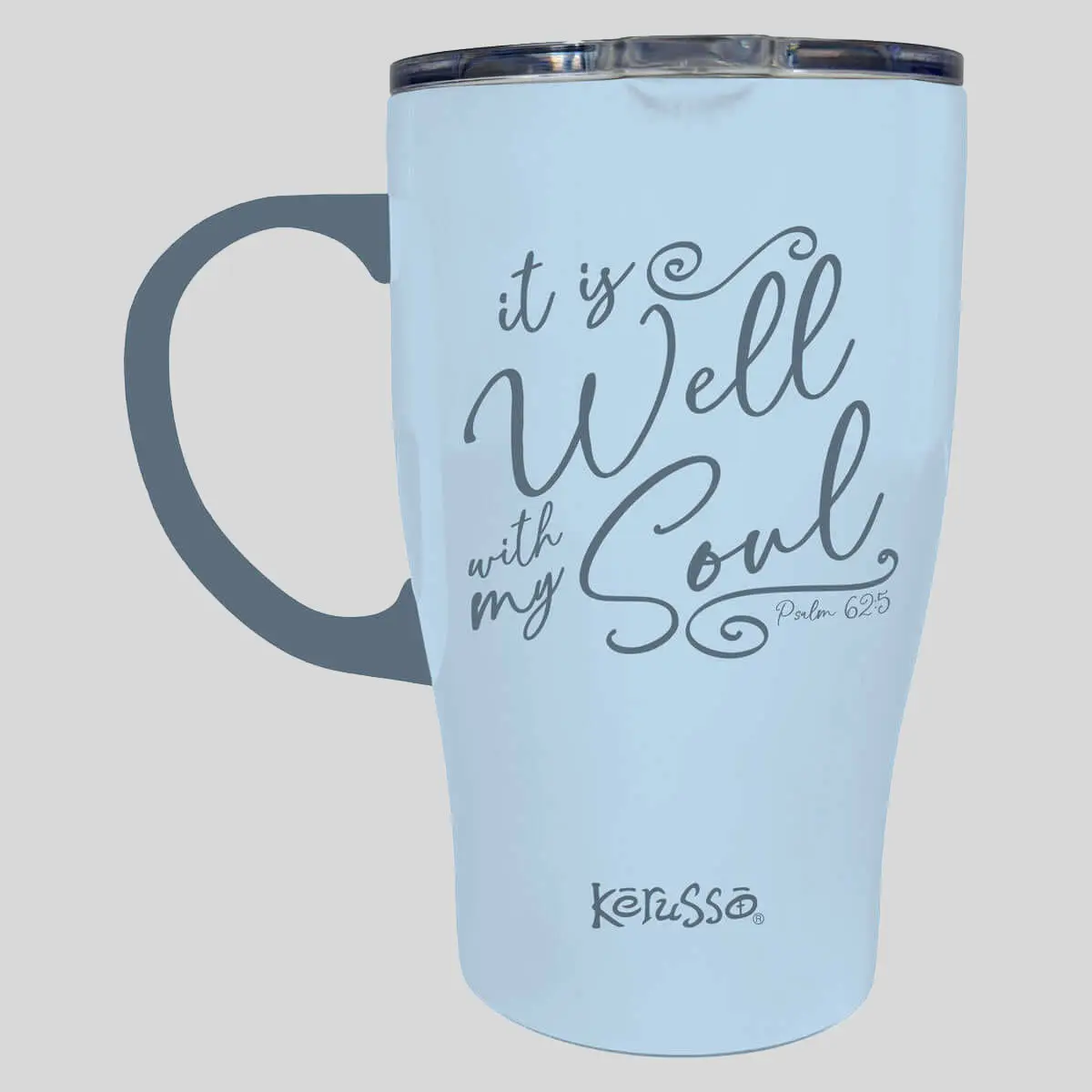 Kerusso 15oz Stainless Steel Mug With Handle - Reusable, Washable Vacuum Seal Cup, "It Is Well" Design, Coffee Cup Tumbler, Insulated Mug