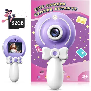 Camera Toy for Girls - Birthday Girl Gifts with Magic Wand Design - Digital Video Camera for with 32GB SD Card - Easter Basket Essentials for Girl 2 3 4 5 6 Year Olds, Purple