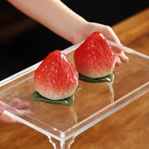 Ceramic Strawberry Tea Canister Airtight Storage Jar Coffee Container Portable Food Storage with Lid Home Decorative Ornament Birthday Gift for Tea Lovers