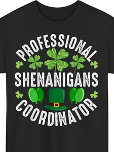 Professional Shenanigans Coordinator St Patrick'S Day Irish T-Shirt |   Casual Style, Crew Neck, Regular Fit, Digital Heat Transfer, Print Pattern