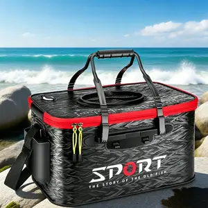 Foldable fishing bucket, thickened fishing box with shoulder strap, multi-functional sealed fish box, portable outdoor fishing tool, Fishing Tackle