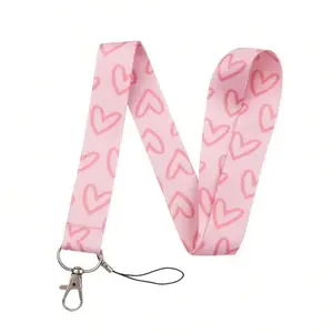1pc 2D Heart-Shaped Lanyard, Key Chain Lanyard, ID Badge Holder Lanyard, Gym Phone Lanyard, USB Lanyard, DIY Lanyard, Crossbody Lanyard