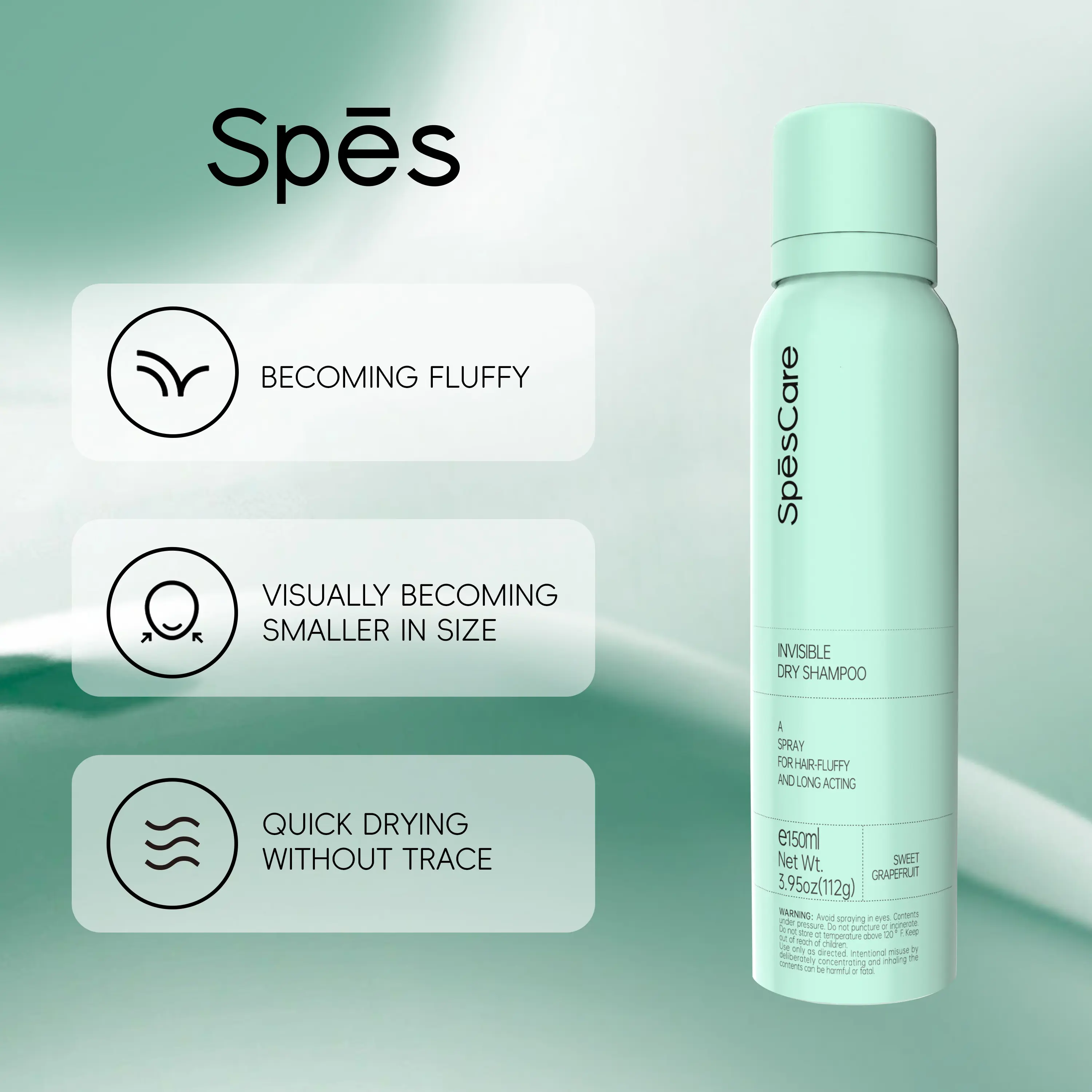 SpēsCare Invisible Dry Shampoo Sweet Grapefruit Scent 3.95oz