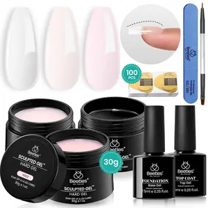 Beetles Builder Gel for Nails-10 in 1 Colors Builder Gel Nail Kit Nail Extension Clear Nude Pink Hard Gel Sculpted Gel Nail Art Manicurist Gift for Women