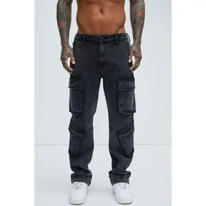 Black Jack Mike Straight Cargo Jeans - Black Wash