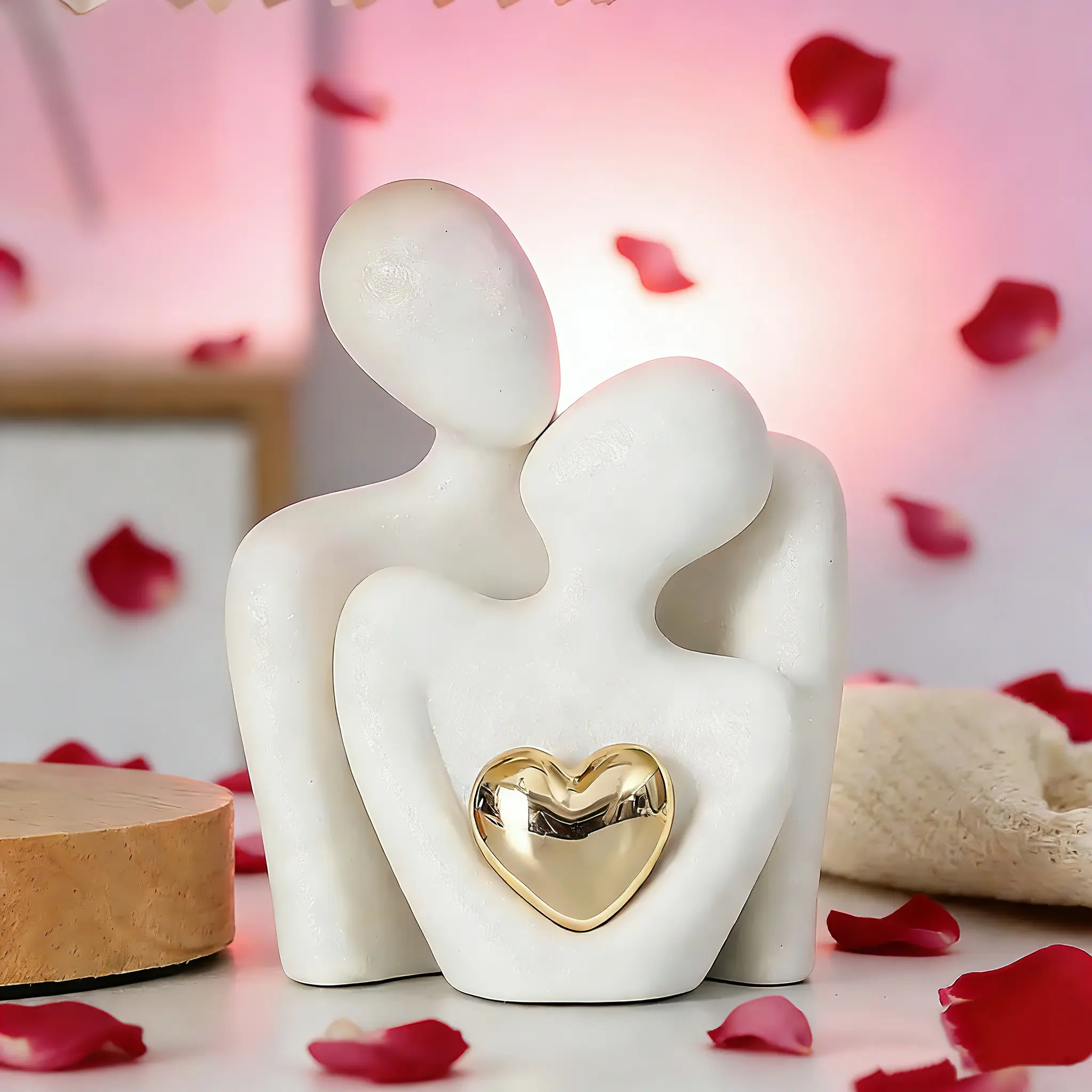 Hugging Couple Person-Shaped Statues, Cute Collectible Figurines, Artistic Decorative Statues for Valentine's Day Gifts, Modern Home Decoration Interior Decoration Accessories for Living Room Bedroom, Romantic Statues